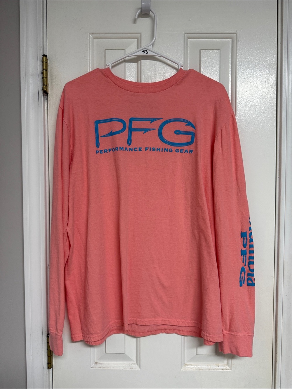 Performance Fishing Gear Long-Sleeve Shirt - Coral with Blue Logo